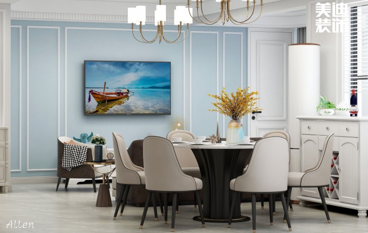 保利大都汇125㎡简欧风格案例效果图—餐厅