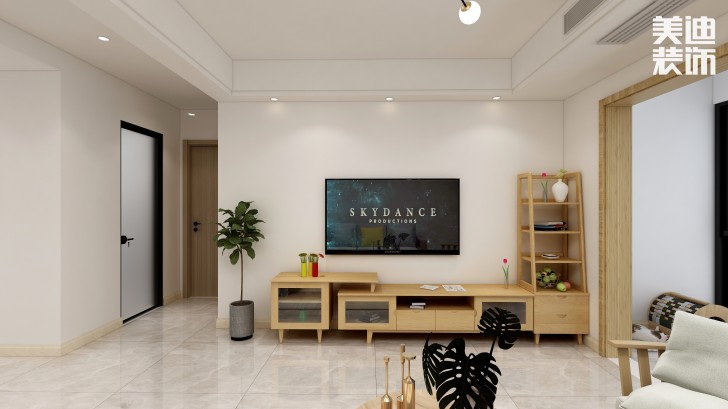 湘翰御舍88㎡日式风格案例效果图—客厅