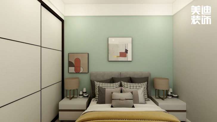 明发国际85㎡轻奢风格案例效果图—卧室