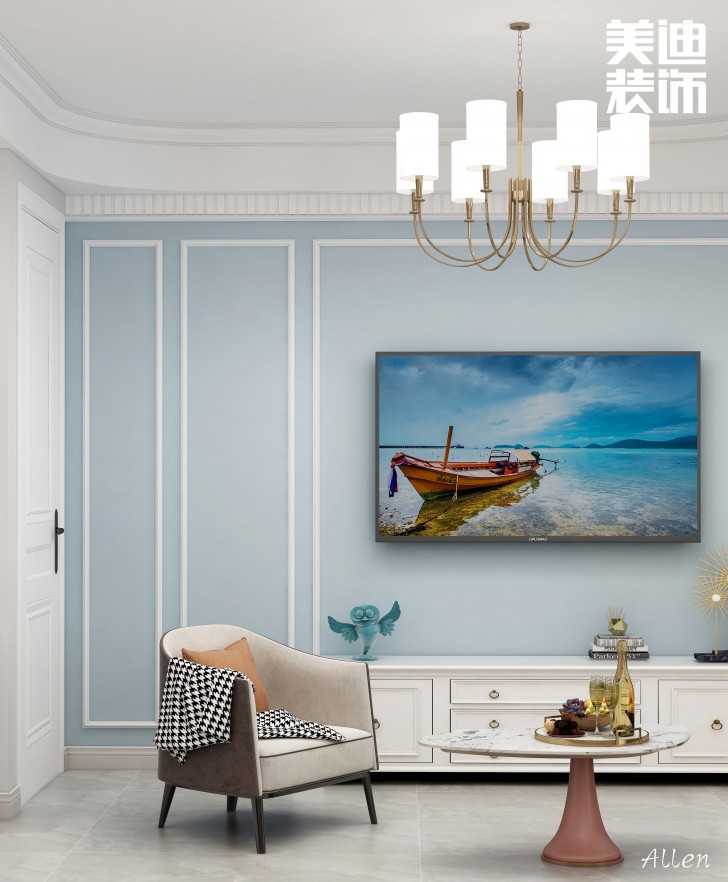 保利大都汇125㎡简欧风格案例效果图—客厅