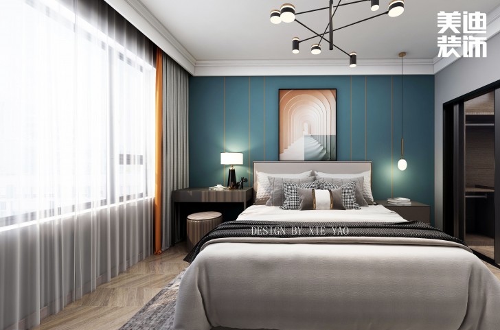 梅岭国际180㎡现代轻奢风格案例效果图—卧室