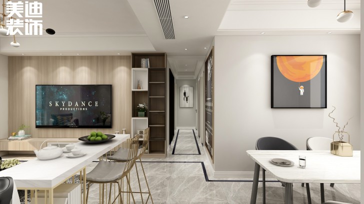 兰亭湾畔130㎡现代风格案例效果图—客厅