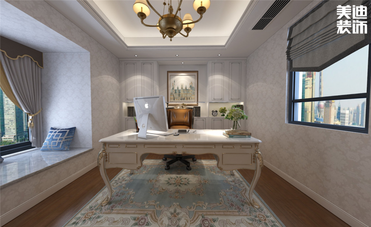 云顶翠峰137㎡欧式风格案例效果图—书房