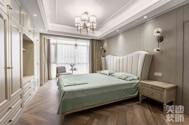 湘江世纪城153㎡法式轻奢风格实景案例图-卧室