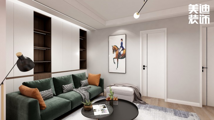 湘农桥社区120㎡轻奢风格案例效果图—客厅