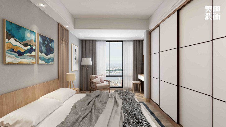 清溪川9号140㎡日式风格案例效果图-卧室