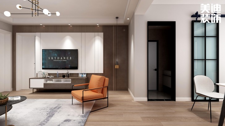 湘农桥社区120㎡轻奢风格案例效果图—客厅