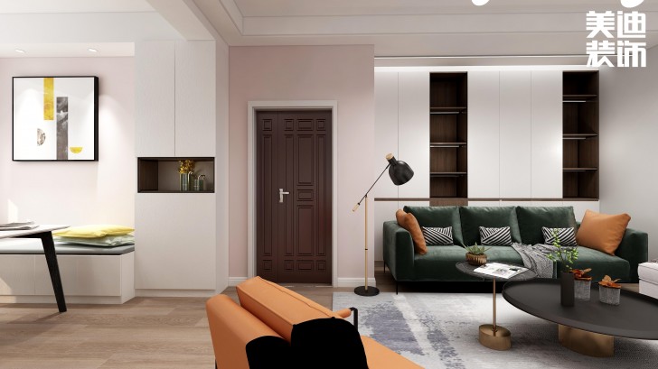 湘农桥社区120㎡轻奢风格案例效果图—客厅