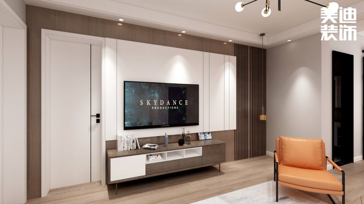 湘农桥社区120㎡轻奢风格案例效果图—客厅