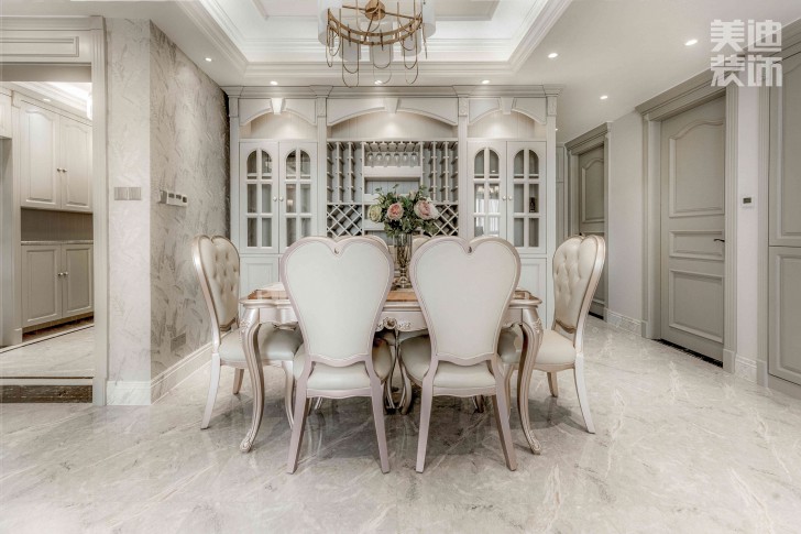 湘江世纪城153㎡法式轻奢风格实景案例图-餐厅