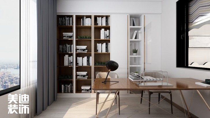 湘农桥社区120㎡轻奢风格案例效果图—书房