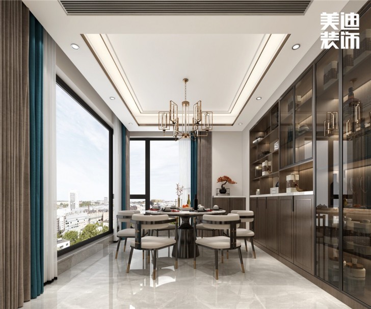华都202㎡新中式轻奢风格案例效果图—餐厅