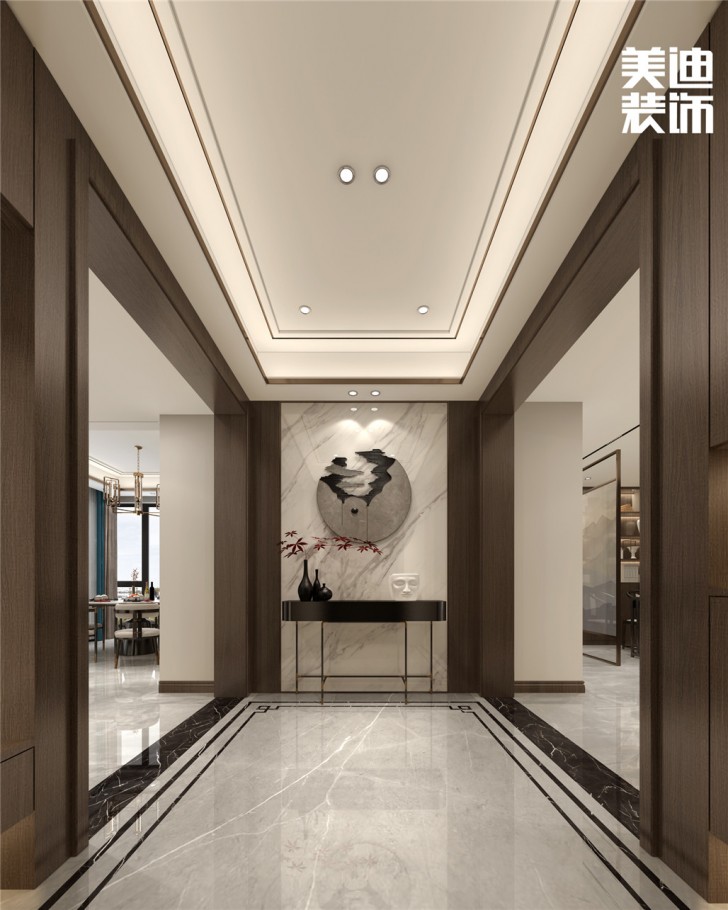 华都202㎡新中式轻奢风格案例效果图—玄关