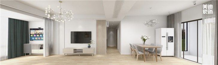 明昇壹城130㎡简约风格案例效果图—客厅