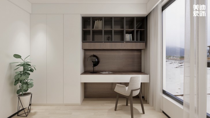 梅溪香山134㎡现代极简风格装修案例效果图—书房