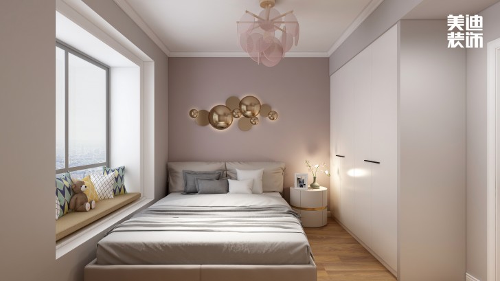 平吉上苑82㎡北欧风格装修案例效果图—卧室