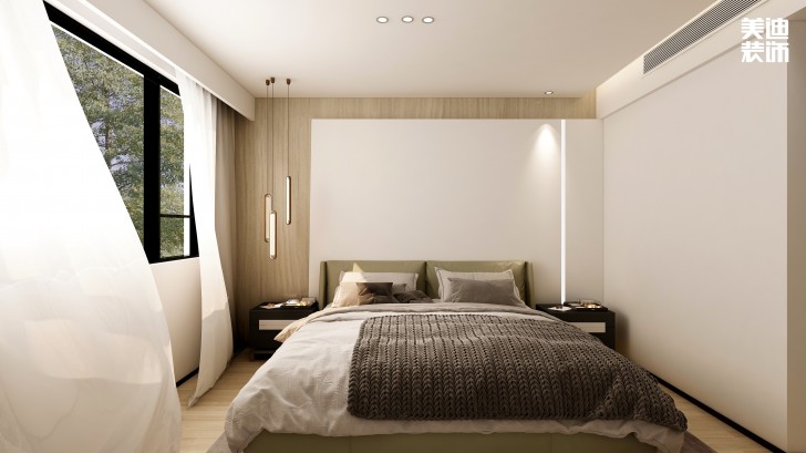 梅溪香山134㎡现代极简风格装修案例效果图—卧室