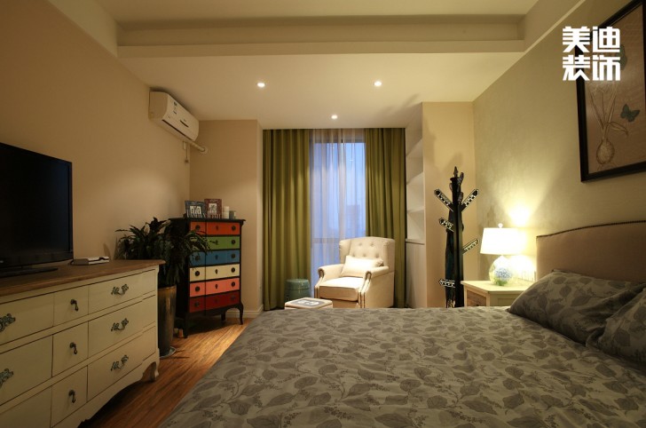 南国嘉苑140㎡简美风格装修实景效果图—卧室