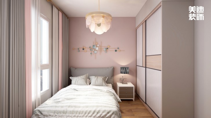 平吉上苑82㎡北欧风格装修案例效果图—卧室