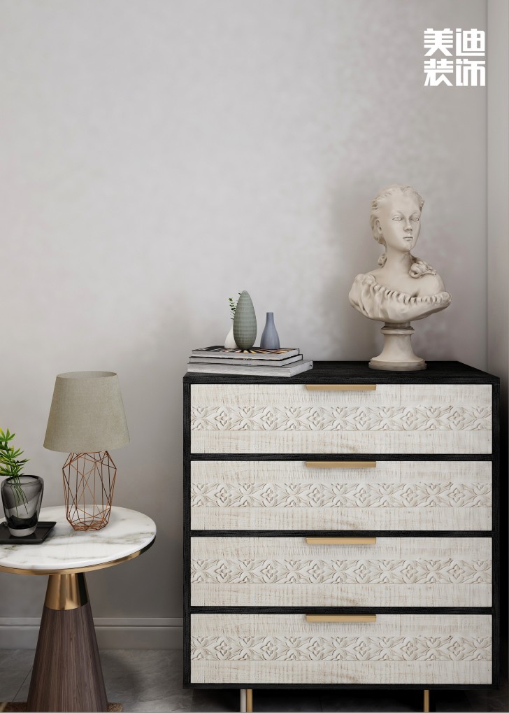 五矿万境水岸95㎡北欧轻奢风格案例效果图—客厅