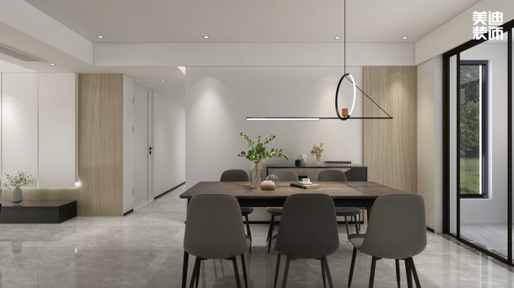 梅溪香山134㎡现代极简风格装修案例效果图—餐厅