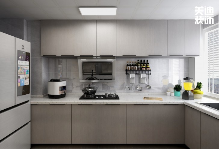 五矿万境水岸95㎡北欧轻奢风格案例效果图—厨房
