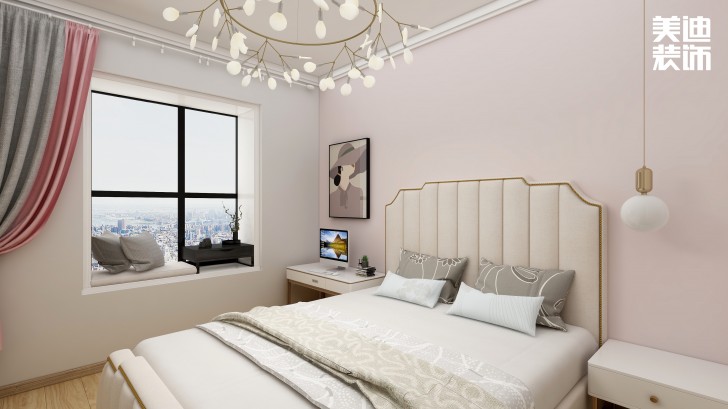 银桂苑140㎡简约风装修案例效果图—卧室