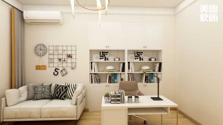 银桂苑140㎡简约风装修案例效果图—书房