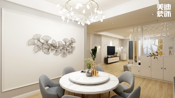 银桂苑140㎡简约风装修案例效果图—餐厅