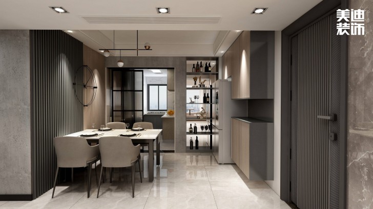 金鹰小区130㎡极简风装修案例效果图-餐厅