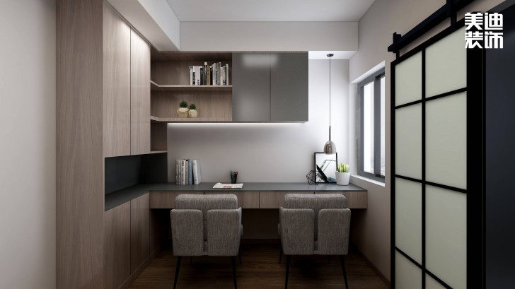 金鹰小区130㎡极简风装修案例效果图-卧室