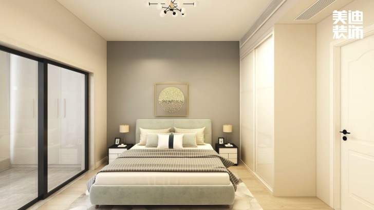 明昇壹城140㎡极简风装修案例效果图-卧室