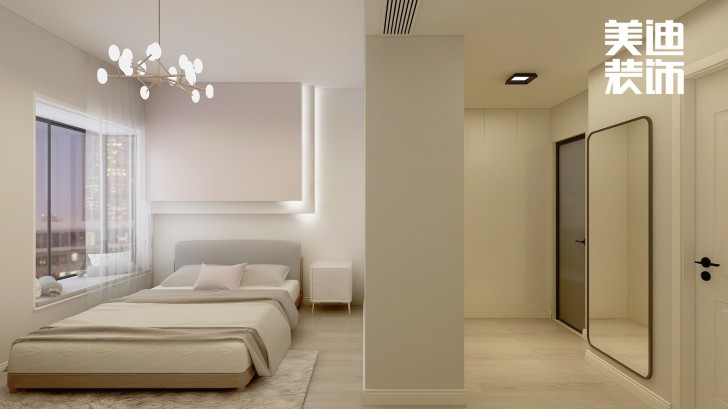 明昇壹城140㎡极简风装修案例效果图-卧室