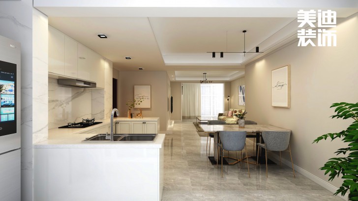 明昇壹城140㎡极简风装修案例效果图-餐厅
