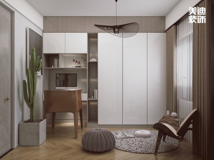 龙湖龙湖璟宸126㎡现代极简风装修案例效果图-书房