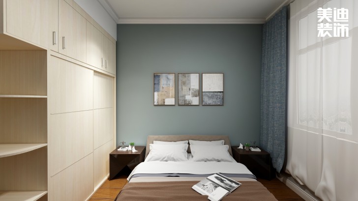 叠彩兰亭90㎡现代简约风装修案例效果图-卧室
