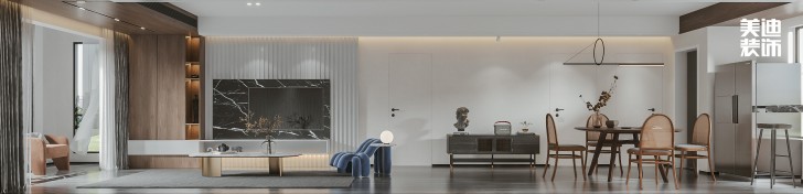 龙湖龙湖璟宸126㎡现代极简风装修案例效果图-餐厅