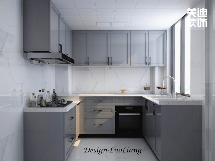 长房半岛蓝湾100㎡法式轻奢风装修案例效果图-厨房