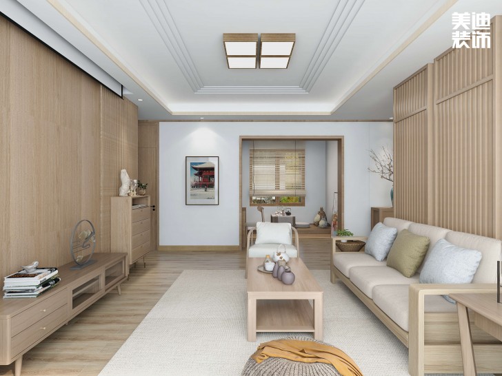 保利花园120㎡日式风装修案例效果图-客厅