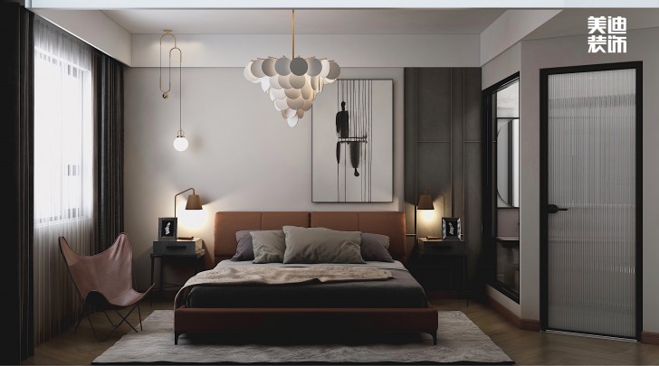 龙湖龙湖璟宸126㎡现代极简风装修案例效果图-主卧