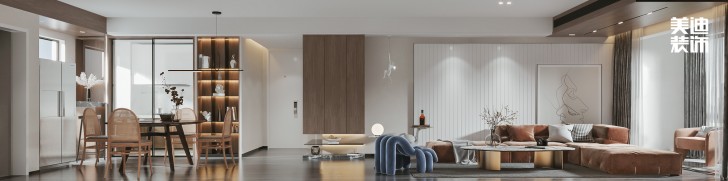 龙湖龙湖璟宸126㎡现代极简风装修案例效果图-客厅