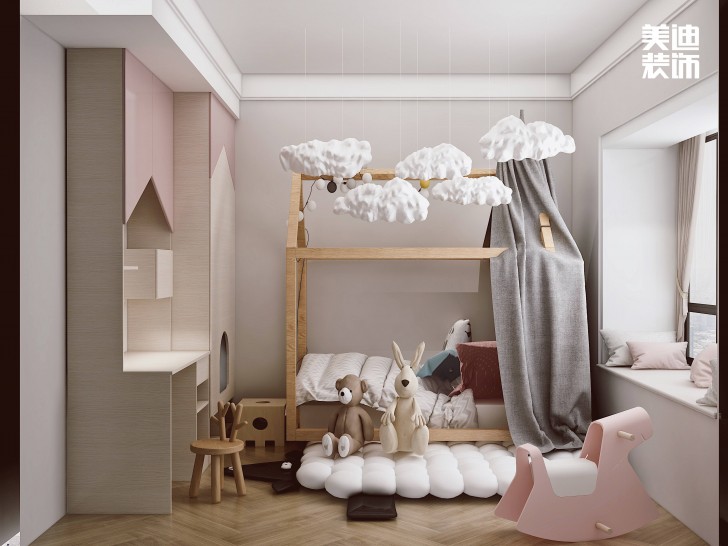 龙湖龙湖璟宸126㎡现代极简风装修案例效果图-儿童房