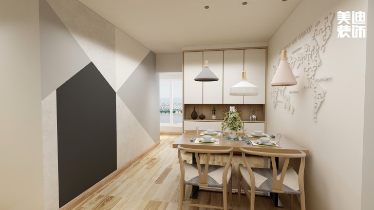 东玺门105㎡现代风装修案例效果图-餐厅