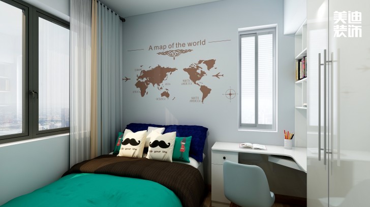 中铁西江悦108㎡现代风装修案例效果图-卧室