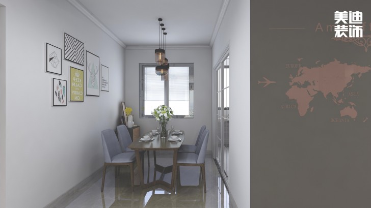 中铁西江悦108㎡现代风装修案例效果图-餐厅