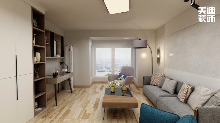 东玺门105㎡现代风装修案例效果图-客厅