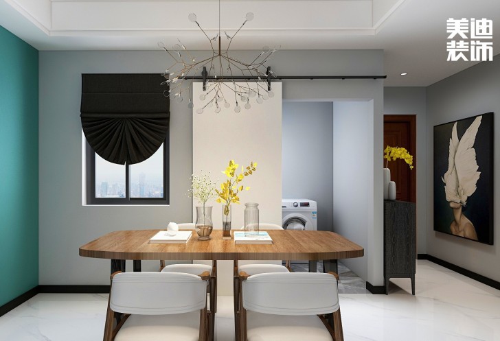 五矿-沁园金城100㎡简约风装修案例效果图-餐厅