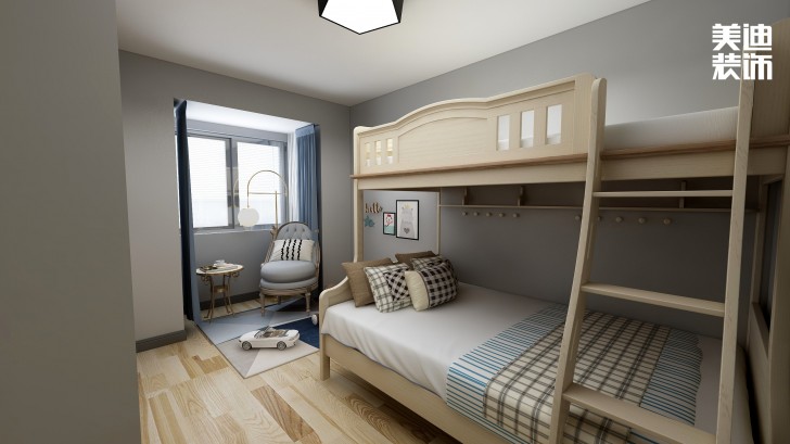 东玺门105㎡现代风装修案例效果图-儿童房