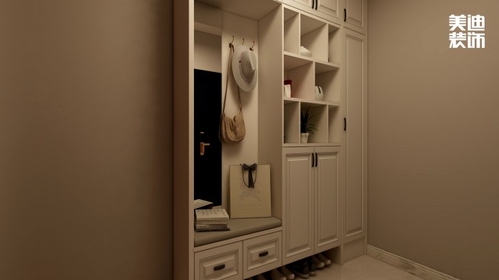 嘉华城188㎡古典美式风装修案例效果图-玄关