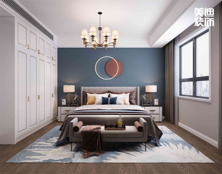 明昇壹城112㎡现代轻奢风装修案例效果图-卧室